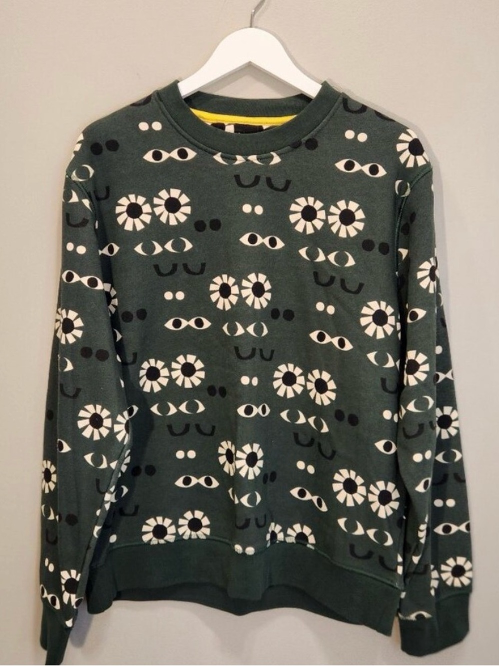 Fielder by Bonobos Mens Sweatshirt Green Graphic Crewneck Fleece - Size M